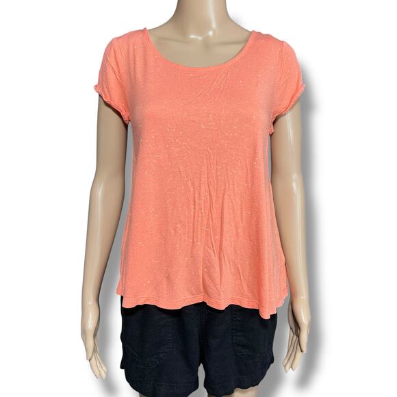Jennifer Lopez Womens T Shirt Top Orange with Gold Accents Short Sleeve Small - Picture 1 of 9